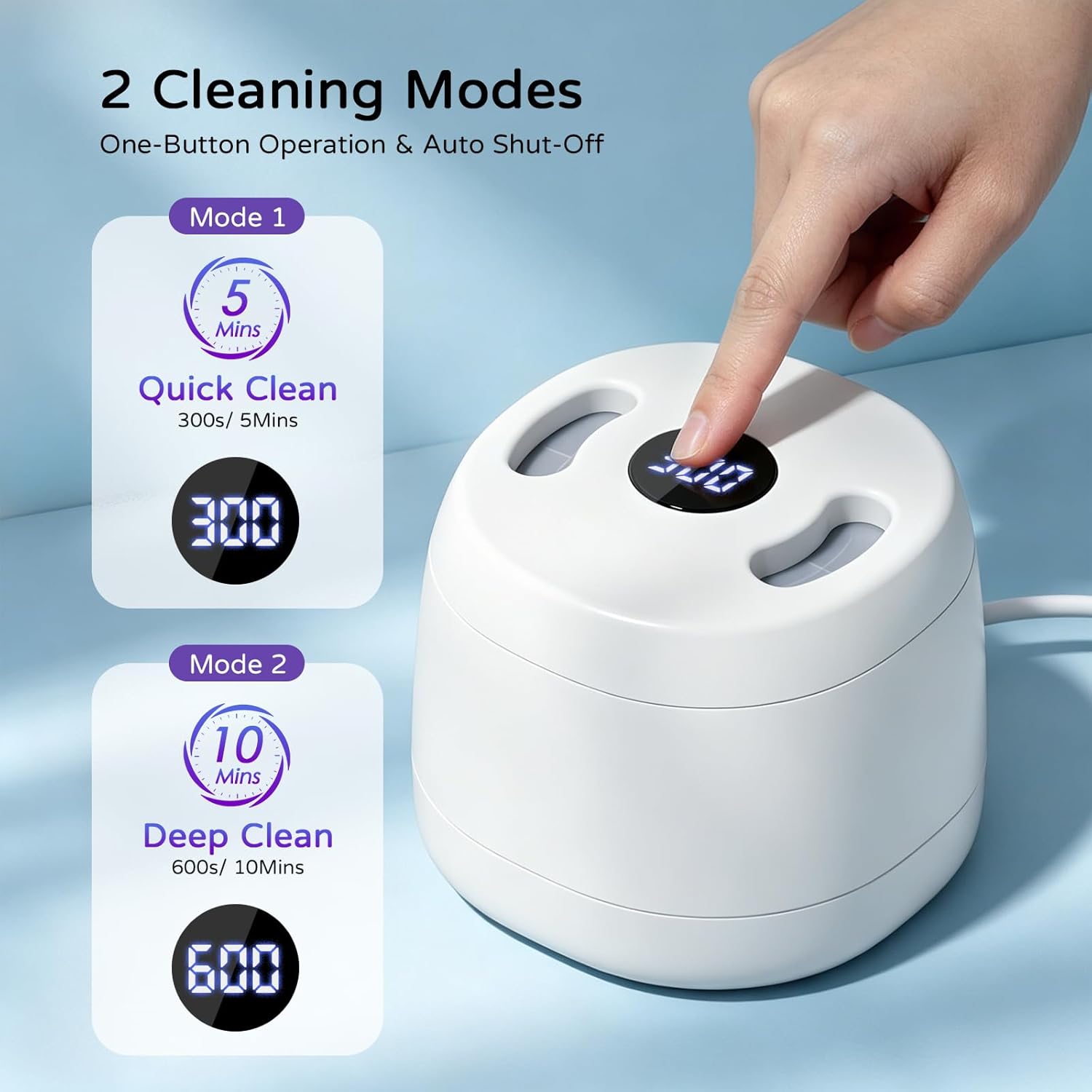 Ultrasonic Retainer Cleaner Machine，45Khz Portable Dental Cleaning Pod With Digital Timer For Dentures, Aligners,Mouth Guard,Braces,Night Guards,Toothbrush Heads,Jewelry,Rings,200Ml Capacity