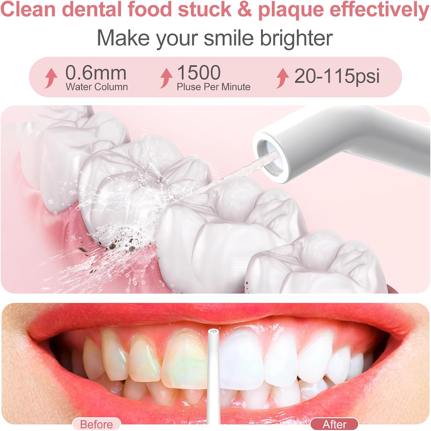 Nicefeel Water Flosser, 300Ml Portable Water Dental Pick Cordless For Teeth, Braces, Sensitive Gum, Oral Irrigator For Travel & Home With 5 Jet Tips & 3 Modes, Rechargeable, Ipx7 Waterproof, White