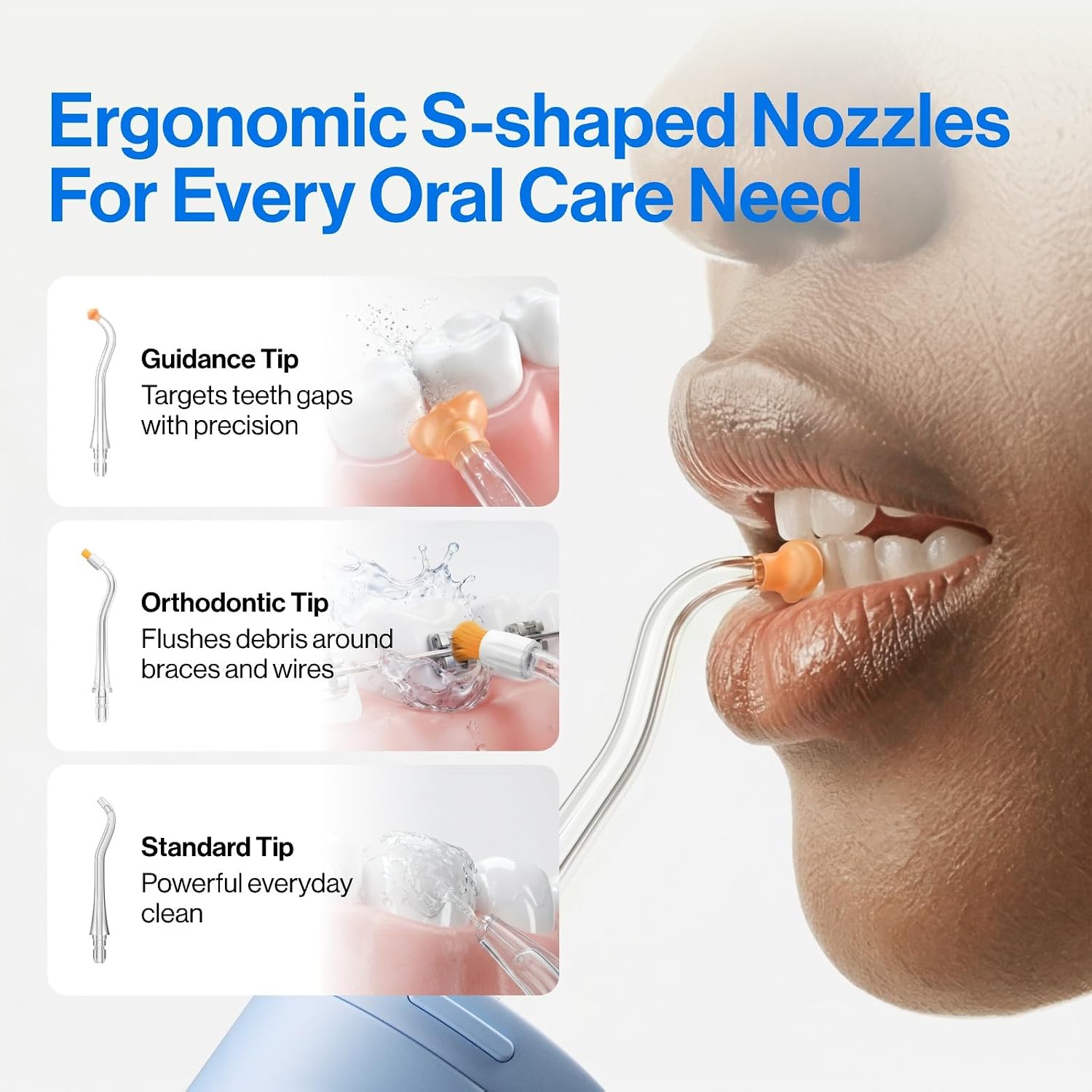 Usmile C30 Cordless Water Flosser, 300Ml Tank, 5 Modes, Ipx7, Blue | S-Shaped Nozzle, USB-C Rechargeable Oral Irrigator For Braces, Sensitive Gums, Deep Teeth Cleaner, Home & Travel