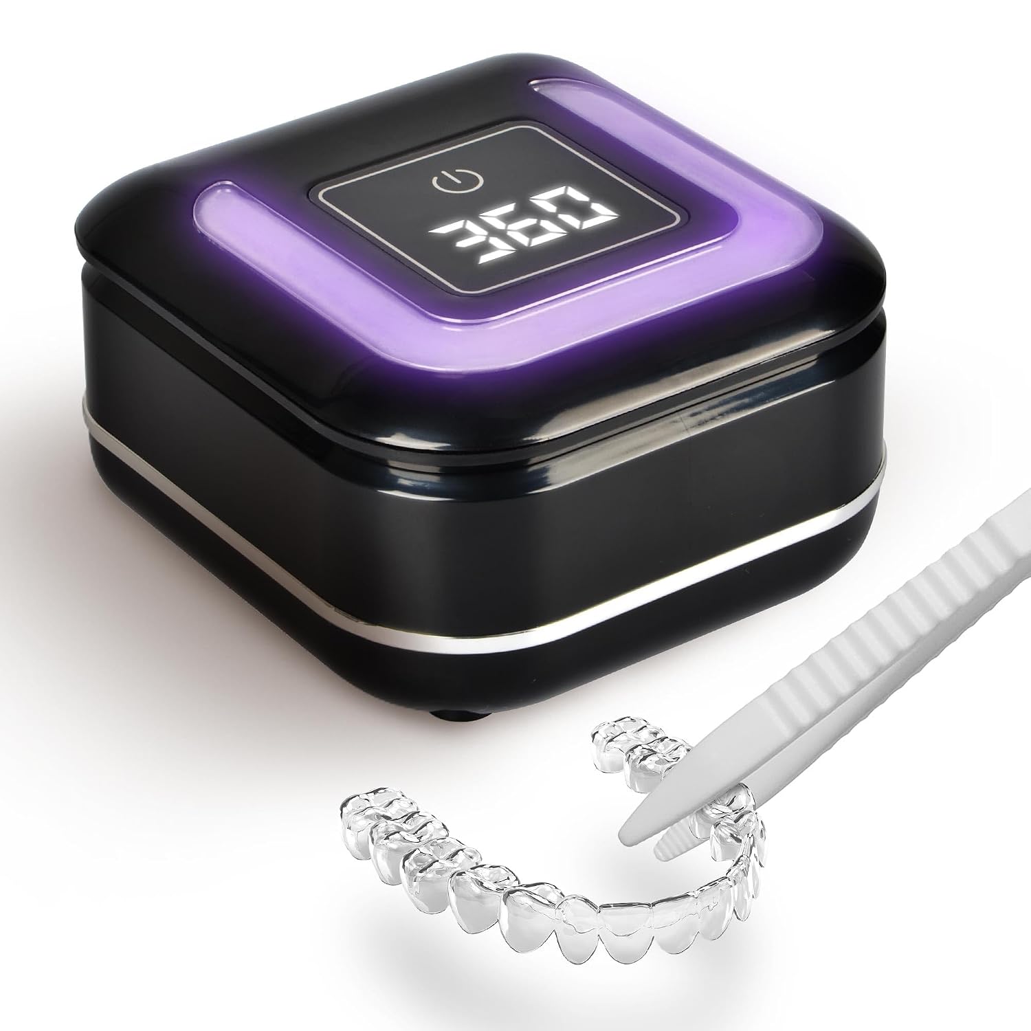 Fsa Hsa Eligible | 2-In-1 Ultrasonic & U-V Retainer Cleaner Machine | 42Khz Deep Cleaning Machine With Digital Timer, 180Ml Pod For Retainers, Aligners, Mouth Guards | Viewing Port