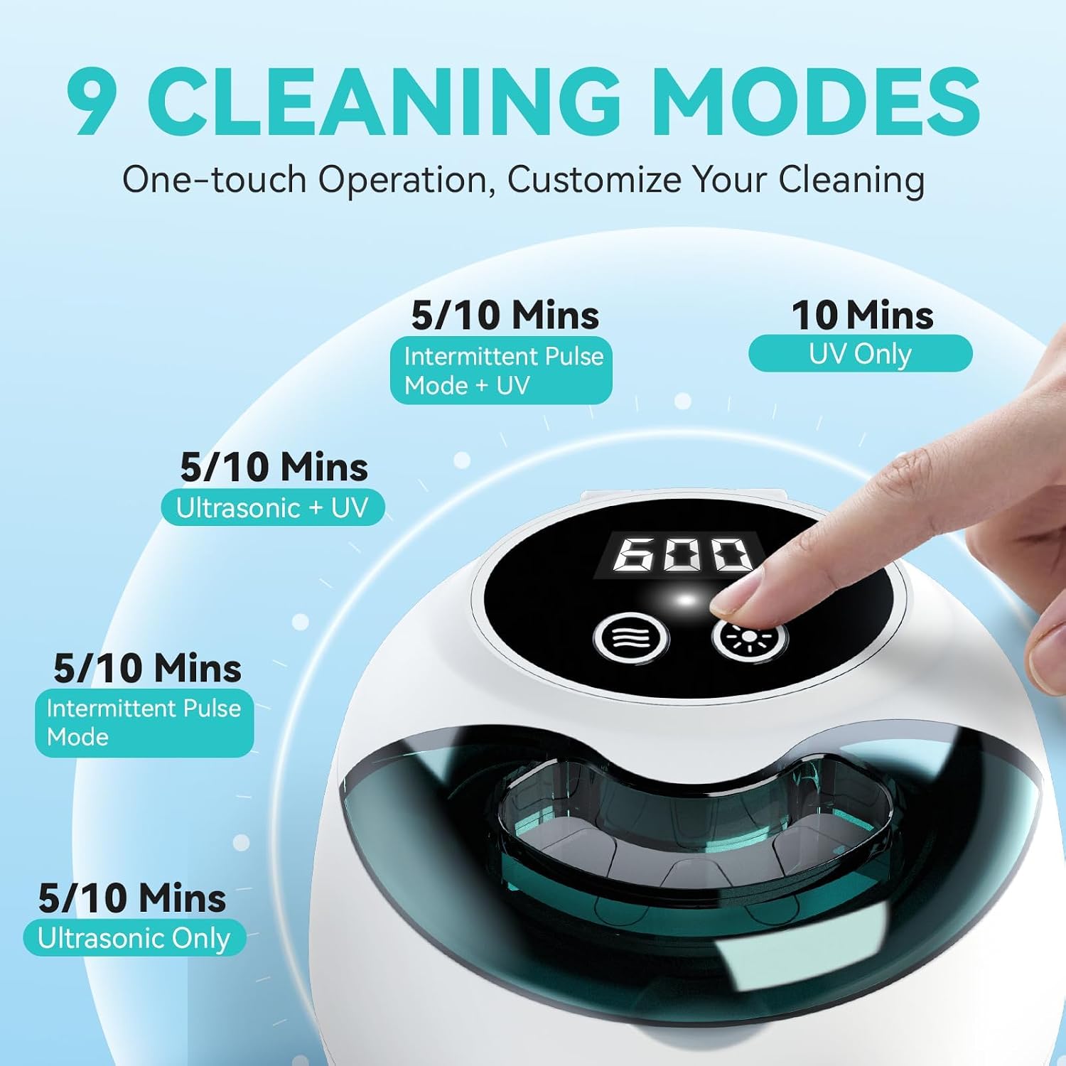Ultrasonic Retainer Cleaner Machine,45Khz Denture Cleaner Machine With Uv Light 200Ml Dental Cleaning Pod, 4 Modes Ultrasonic Jewelry Cleaner For Mouth Guard, Aligner, Braces, Toothbrush, Jewelry