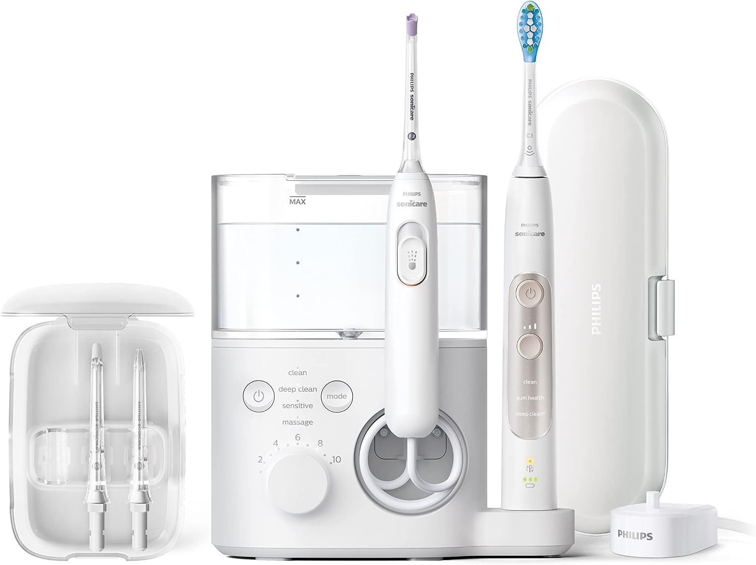 Philips Sonicare Countertop Power Flosser & Toothbrush System 7000, White | 270% More Effective For Healthier Gums*, Quad-Stream Technology, 4 Flossing Modes, App Connected, Hx3921/40