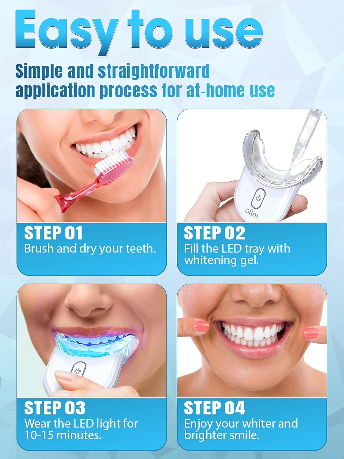 Teeth Whitening Kit With LED Light - White Sensitive Tooth 35% Carbamide Peroxide Gel Pen Dental Mouth Trays Whitener Professional Bright Brace Product System For Home Work Travel
