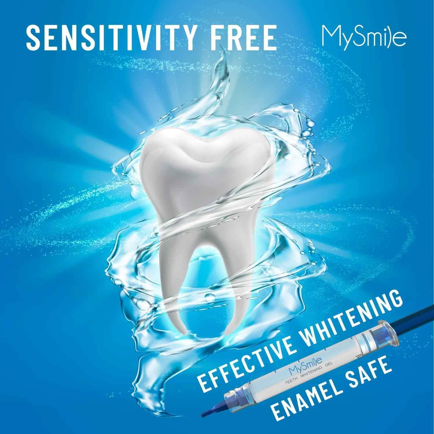 Mysmile Teeth Whitening Kit With LED Light, 10 Min Non-Sensitive Fast Teeth Whitener With 3 Carbamide Peroxide Whitening Gel, Helps To Remove Stains From Coffee, Smoking, Wines, Soda, Food