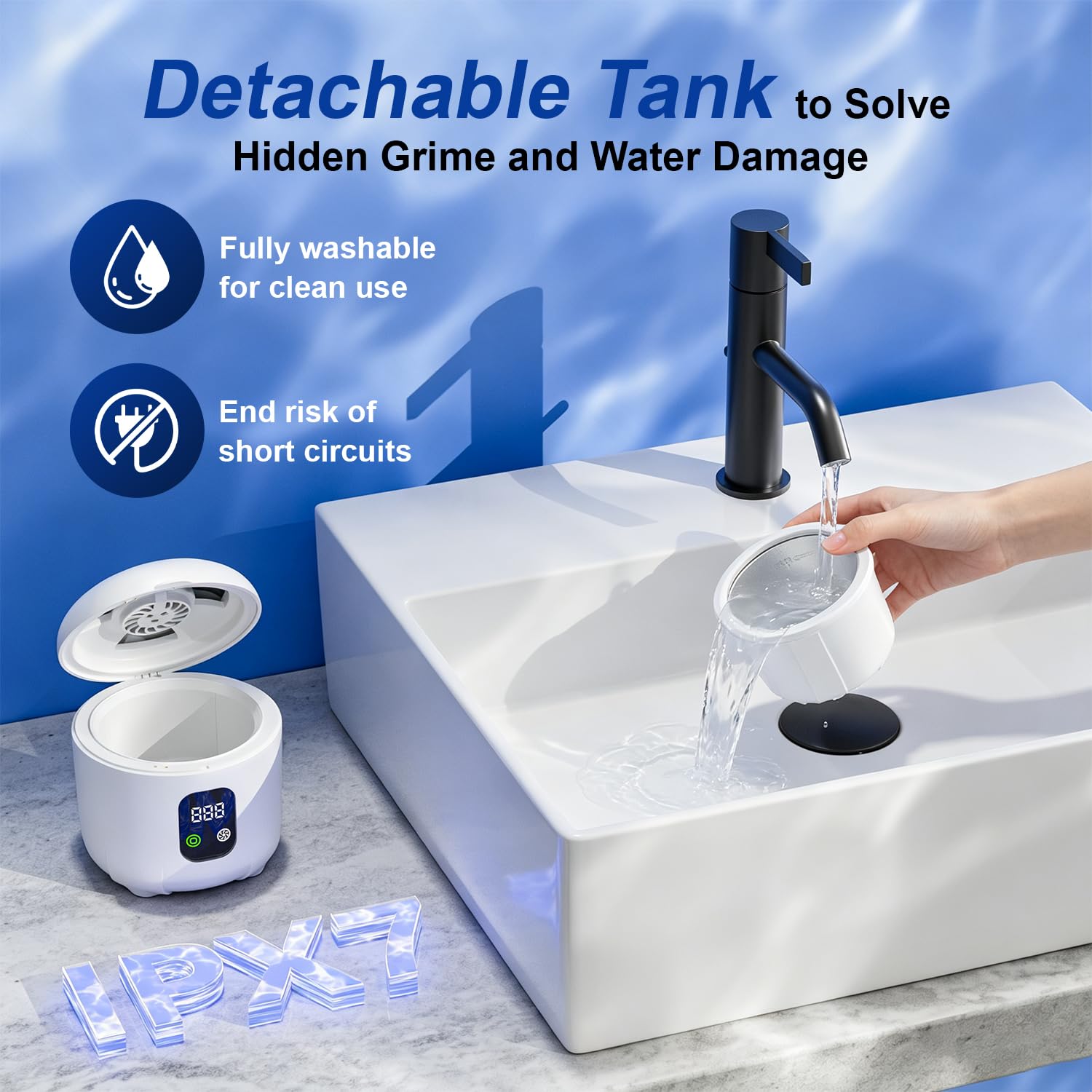 Ultrasonic Retainer Cleaner 5 Modes With Digital Timer, 45Khz Denture Pod