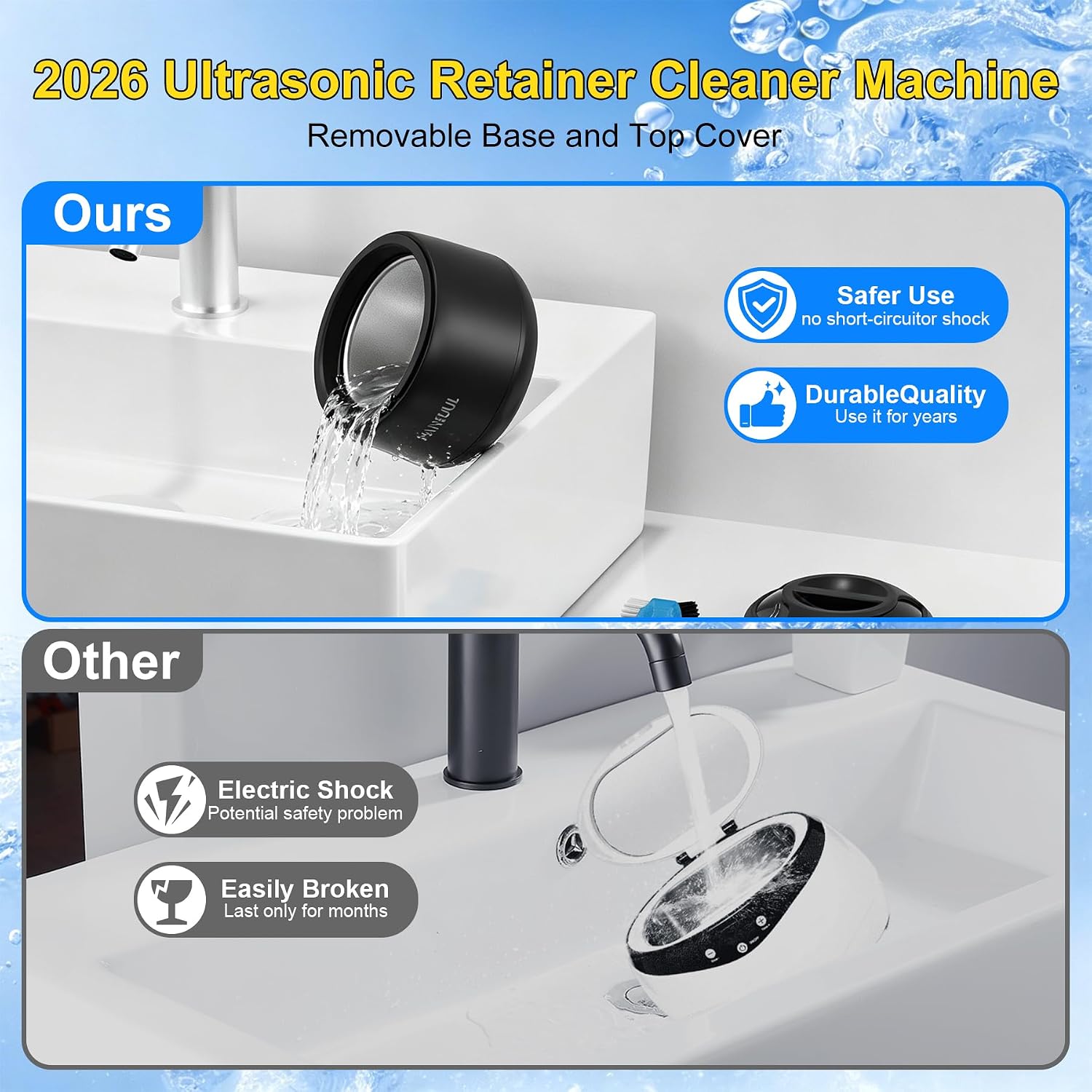 Supports understanding of the body design and the removable top/base concept.
