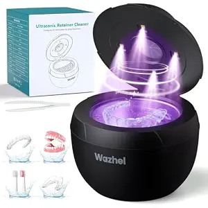 Ultrasonic Retainer Cleaner Machine, 45Khz Cleaner & 4 Modes, Black