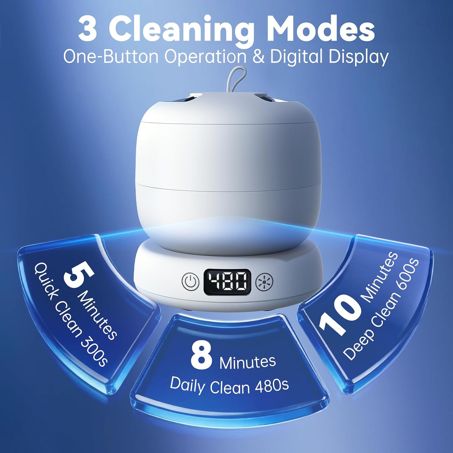 Ultrasonic Retainer Cleaner Machine, 42Khz Dental Cleaning Pod For Dentures, Aligners, Mouth Guards, Jewelry - Ipx7 Waterproof Durable Removable Base And Top Cover, 3 Timer Settings (White)