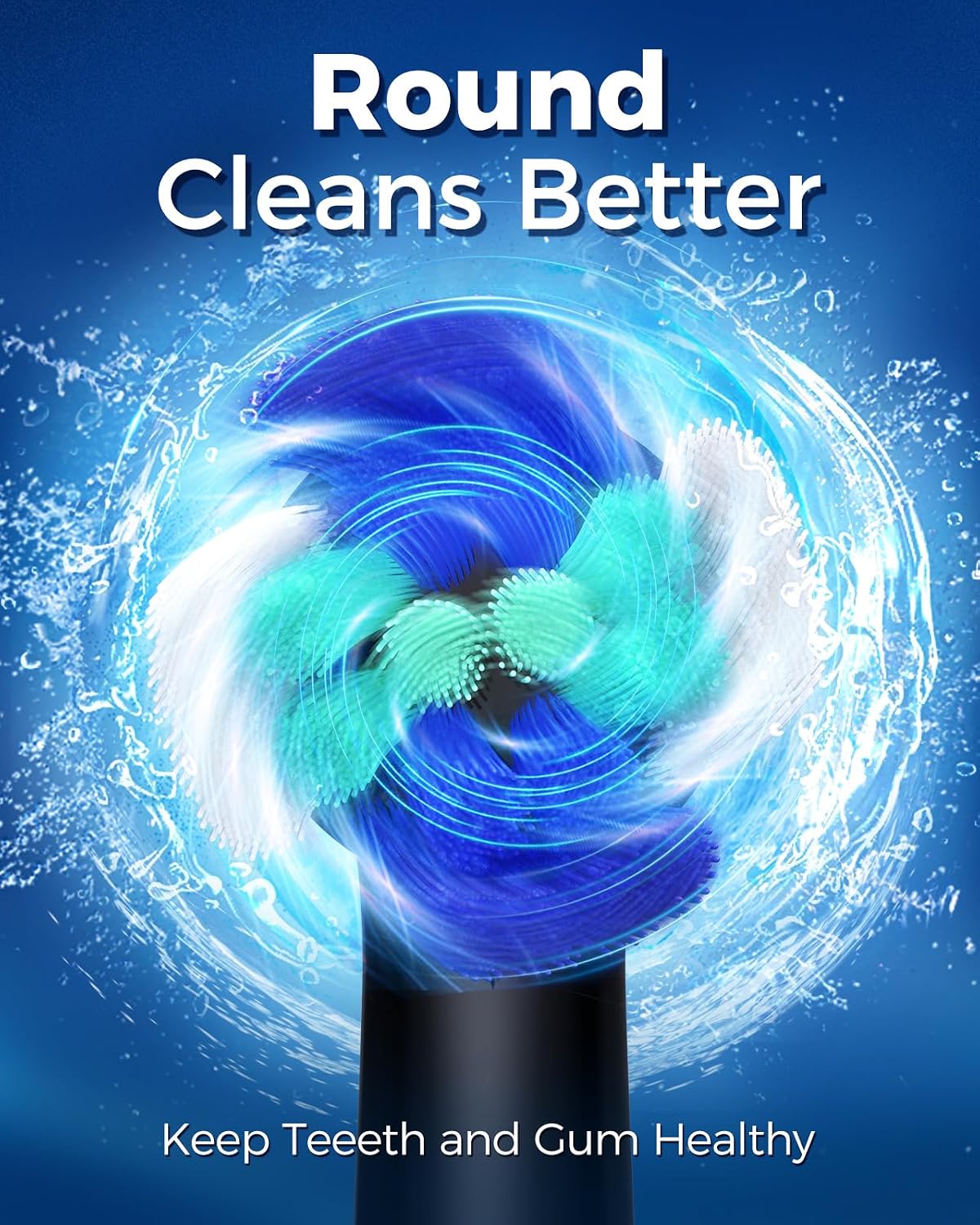 Rotating Electric Toothbrush For Adults, 8 Heads 2 Types, 4 Modes, Black | Rotating Electric Toothbrush For Adults, 8 Brush Heads (2 Types), 4 Modes Deep Clean Rechargeable, 2 Min Smart Timer Black
