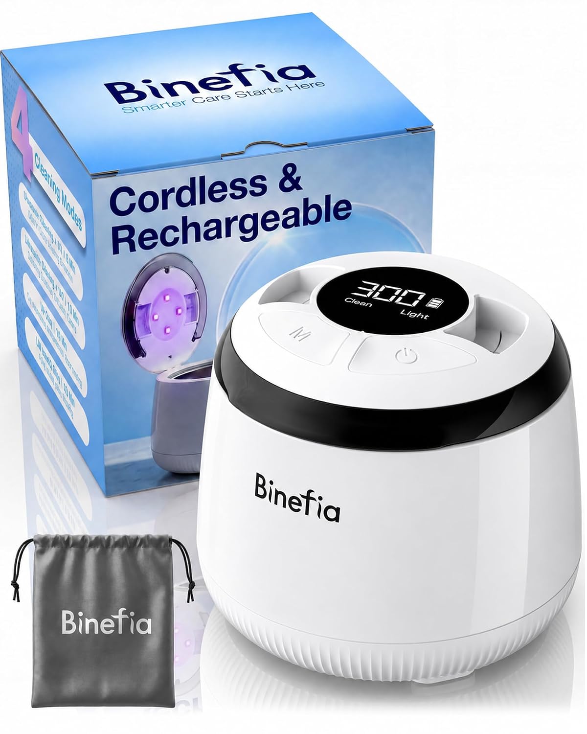 Cordless Ultrasonic Retainer Cleaner Machine With 4 Modes, Portable Dental Cleaning Pod With 50Khz, 4000Mah Battery, Ipx5, Travel-Friendly Dental Cleaner For Retainer, Aligner, Denture, Mouth Guard