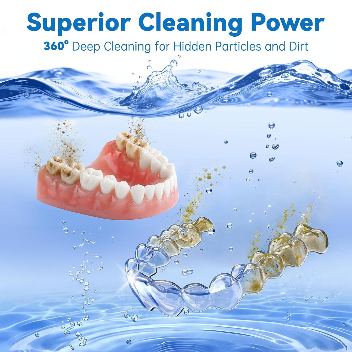 Ultrasonic Retainer Cleaner Machine, 42Khz Dental Cleaning Pod For Dentures, Aligners, Mouth Guards, Jewelry - Ipx7 Waterproof Durable Removable Base And Top Cover, 3 Timer Settings (Pearl)