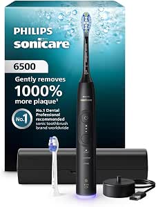 Philips Sonicare 6500 Rechargeable Electric Toothbrush, 2 Brush Head, Black