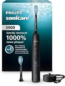 Philips Sonicare 5900 Rechargeable Electric Toothbrush, 2 Brush Head, Black