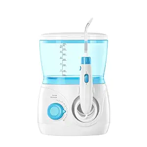 Toilettree Products Children's Countertop Water Flosser - Dental Oral Irrigator For Kids - Bpa-Free Dental Water Flosser With 600Ml Capacity And Adjustable Water Pressure - Blue