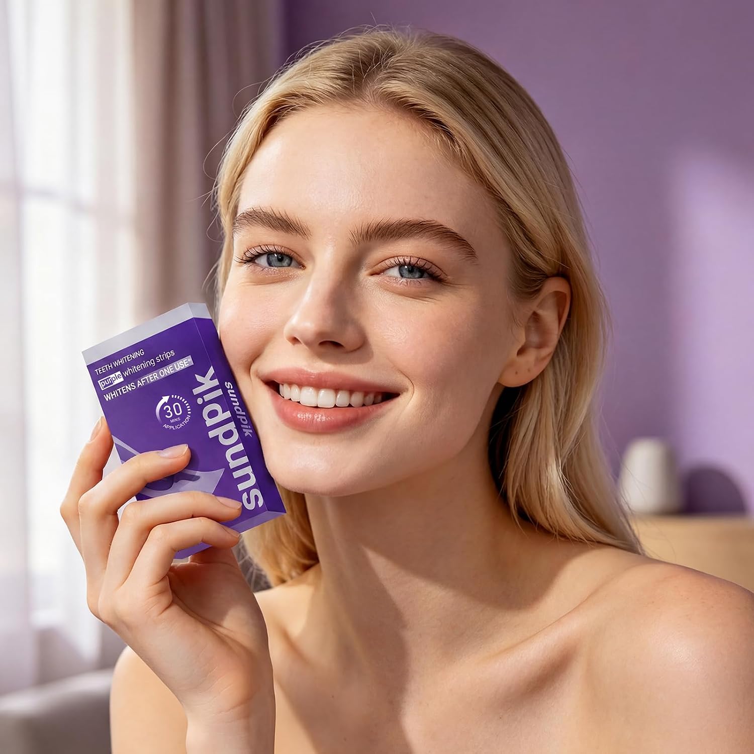 Purple Teeth Whitening Strips Kit For Remove Stains,Non-Slip Enamel Safe