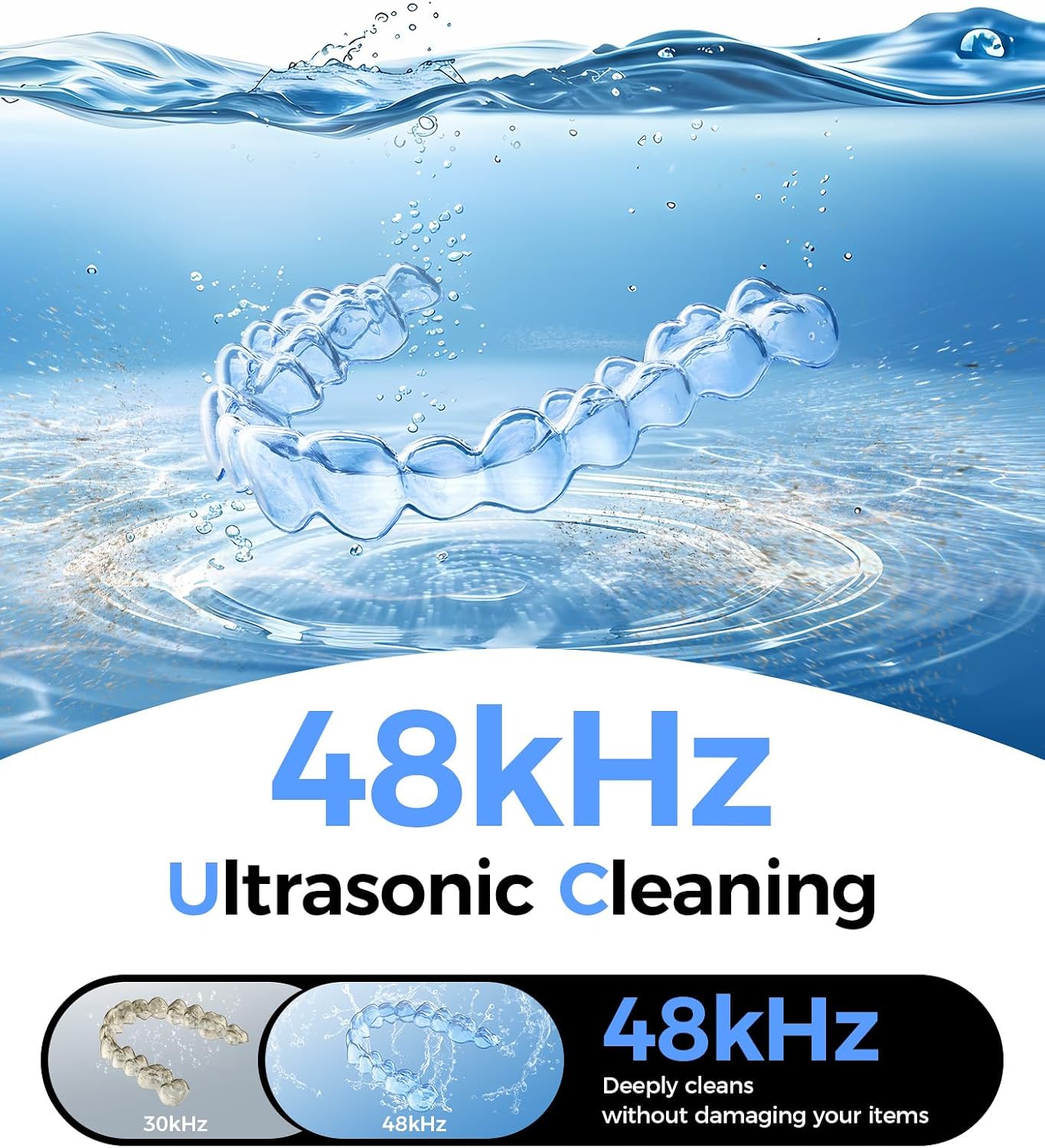 Retainer Cleaner Machine, 48Khz, 4 Modes For Denture