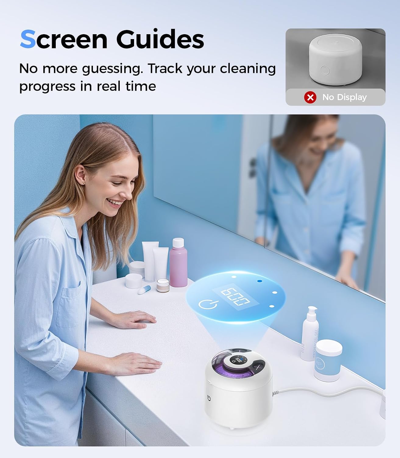 Highlights practical usability features such as visibility during cleaning and lid construction.