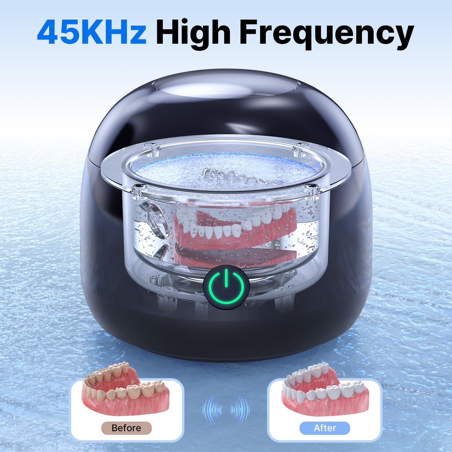 Core features such as 45kHz ultrasonic cleaning, UV sterilization, and multi-use support.