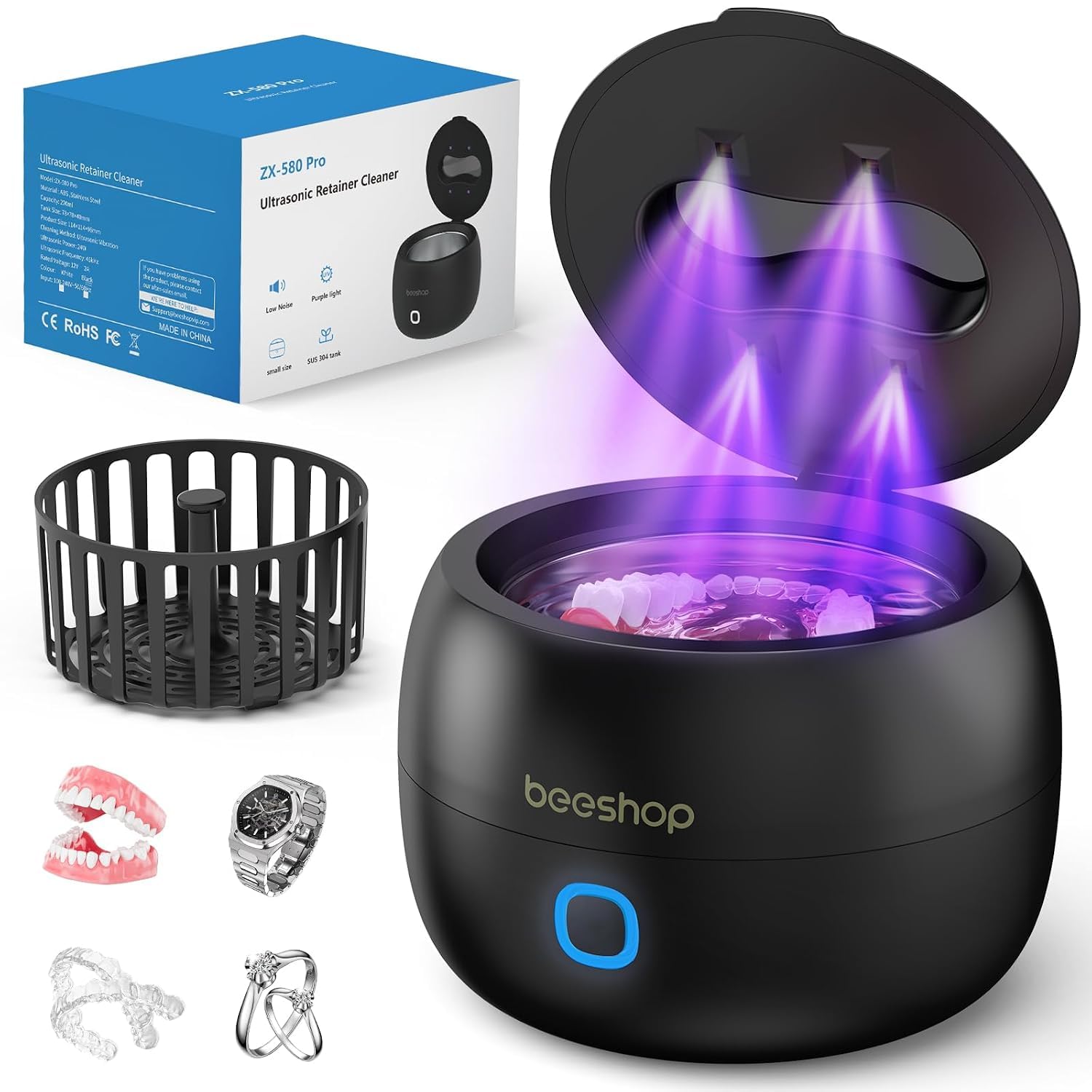 Professional Ultrasonic Cleaner – 45Khz Jewelry Cleaning Pod White