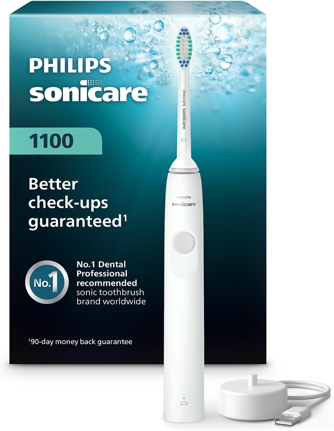 Overall product identity, colorway, and compact form factor; useful for quickly communicating what is included and how the toothbrush looks.