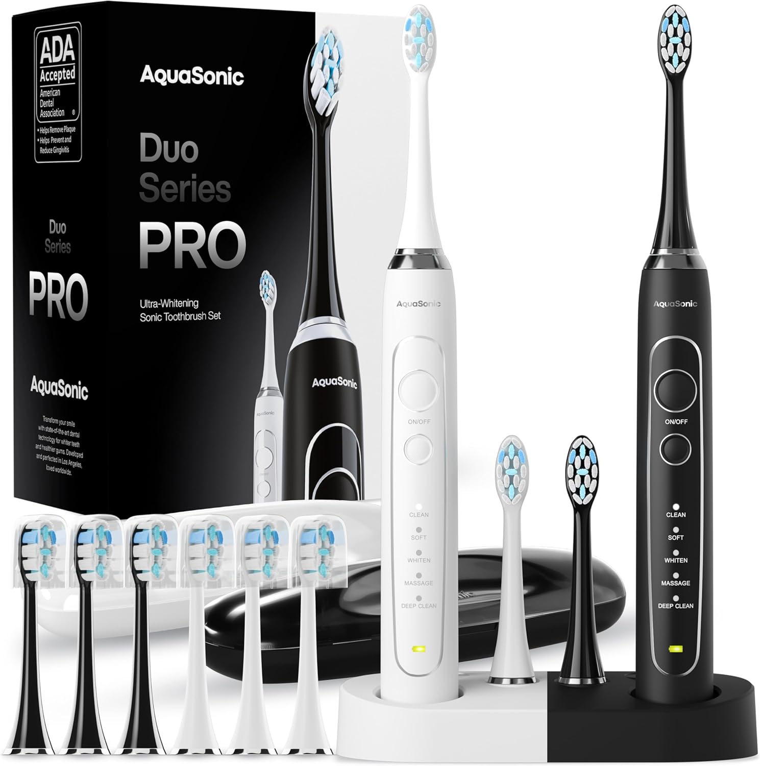 Aquasonic Duo Series Pro Electric Toothbrush Set