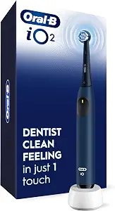 Oral-B Rechargeable Electric Toothbrush, Io2, 3 Cleaning Modes, Automatic Pressure Sensor To Protect Gums, Dark Blue